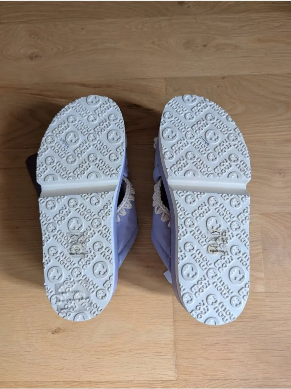 Mou Lilac Purple Lambskin Leather Criss Cross Platform Sandals $340, Size 36 | 6